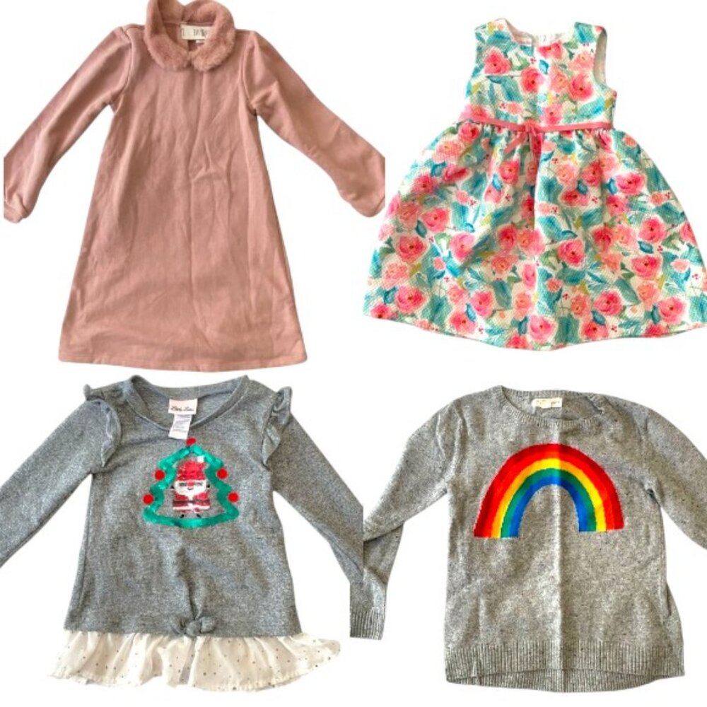 Kids Size 5 Bundle 4pc Gap Tucker + Tate Xmas Sequin Sweater Dresses Gap/NWT